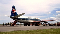 A BEA ground engineer checked the aileron controls.