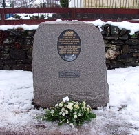 Mike Durward, son of Captain Walter Durward, and two of Captain Durward's BEA colleagues erected a memorial stone at Crianlarich church grounds.