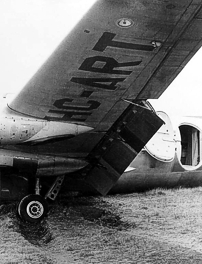 Damaged beyond repair after overrunning runway at Mariscal Lamar International Airport, Azuay Province, Ecuador 3 June 1970.