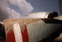 A badly worn propeller on 9Q-CWL.