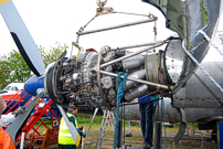 Vickers Viscount Network members join Brooklands Museum members to rearrange the engines.