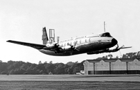 Temporarily fitted with a Vickers Vanguard tail for de-icing trials.