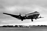 Taking off on its first flight.