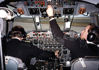 Departing Sumburgh Airport, Shetland Islands, Scotland 18 March 1996.