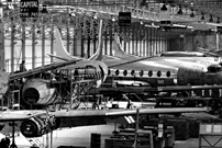 Fuselage to Erecting Shop 'E' at Hurn Airport, Bournemouth, Hampshire, England 15 August 1957.