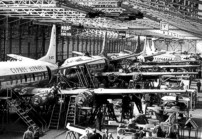 Fuselage to Erecting Shop 'E' at Hurn Airport, Bournemouth, Hampshire, England 8 July 1957.