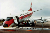 Nose undercarriage collapsed on landing at Ferryfield Airport, Lydd, Kent, England
