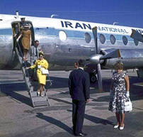 Queen Juliana of Netherlands arriving at Tehran, Iran.