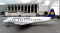 Repainted in Lufthansa livery with 'Lufthansa Training' titles.