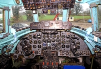 Photo of the cockpit of Viscount G-OPAS